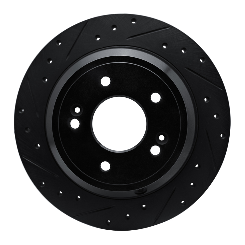 Genesis G80 Brake Rotor (1) - Rear Left - R1 Concepts - Drilled & Slotted - Black - `09-`20